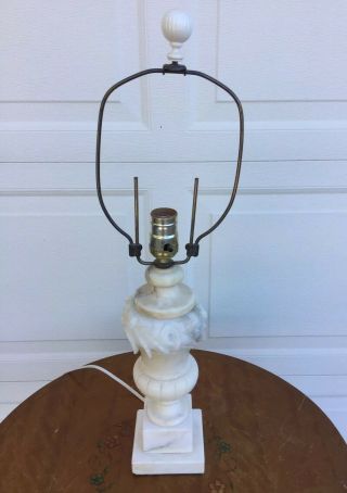 VINTAGE ALABASTER MARBLE URN TABLE LAMP CARVED LEAVES& ROSES HOLLYWOOD REGENCY 2