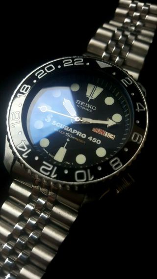 Vintage Seiko Scuba Pro 450 Dial Divers Watch Custom 7002 Domed Blue Crystal
