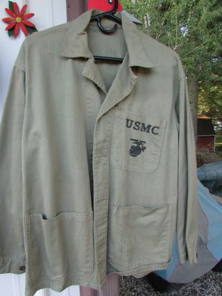 U.  S.  Marine Corps Wwii Utility Jacket.  With Metal Buttons In.