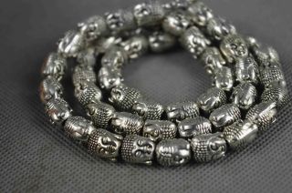 Art Collectable Chinese Old Tibet Miao Silver Carve Buddha Head Lucky Necklace