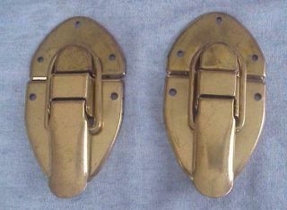 2 Vintage Trunk Latches - Brass Plated Steel - Trunk Hardware