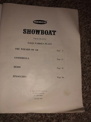 Rare 1962 REMCO Showboat Scripts Pinocchio,  Cinderella,  Wizard Of Oz,  Heidi Only 2