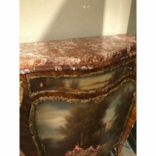 Curio Cabinet Hand Painted w/ Terracotta Marble Top 3