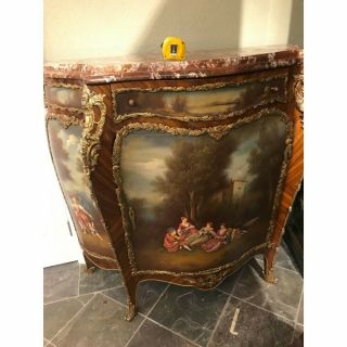 Curio Cabinet Hand Painted w/ Terracotta Marble Top 9