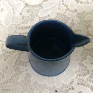 Antique,  Rare,  Blue Enamelware Child ' s Pitcher 2.  5in x 3.  5in (M) 3