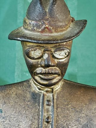 Vintage Antique Cast Iron Metal Theodore Teddy Roosevelt Bust Coin Still Bank 8