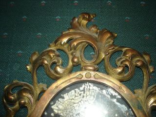 Antique Brass Frame Rococo Style Table Mirror 14 Inches long & 9 1/2 in wide 2