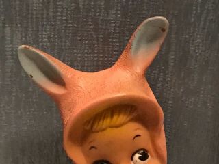 Vintage 1956 Dreamland Girl Child Pink Bunny suit Bare Butt Squeaker Toy Rubber 2