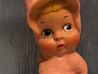 Vintage 1956 Dreamland Girl Child Pink Bunny suit Bare Butt Squeaker Toy Rubber 3