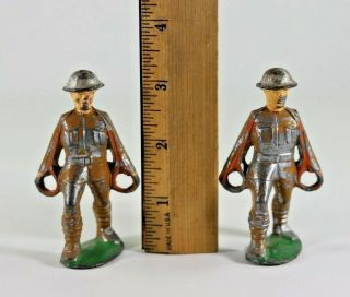 Five Vintage Manoil Barclay Grey Iron Lead Soldiers Flag Bearer Stretcher Gunner 2