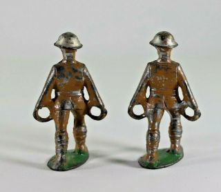 Five Vintage Manoil Barclay Grey Iron Lead Soldiers Flag Bearer Stretcher Gunner 3