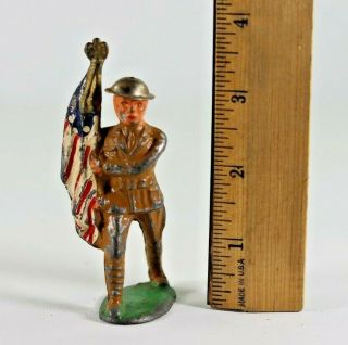 Five Vintage Manoil Barclay Grey Iron Lead Soldiers Flag Bearer Stretcher Gunner 5