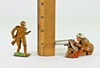 Five Vintage Manoil Barclay Grey Iron Lead Soldiers Flag Bearer Stretcher Gunner 8