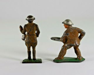 Five Vintage Manoil Barclay Grey Iron Lead Soldiers,  Drummer,  Bomb,  Radio Op 7