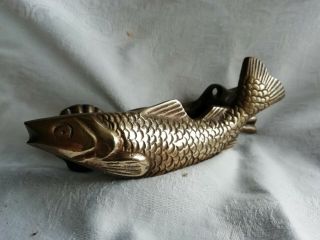 Brass Door Knocker Of Leaping Fish 5 1/2 "