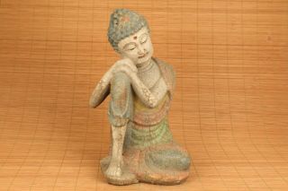 Big Rare Chinese Old Wood Hand Carved Reflect Buddha Statue Figure Collectable