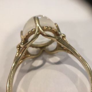 Vintage 10k Yellow Gold Carved Moonstone 4ct Man in the Moon Face Ring 4