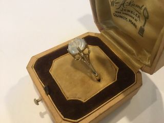 Vintage 10k Yellow Gold Carved Moonstone 4ct Man in the Moon Face Ring 9