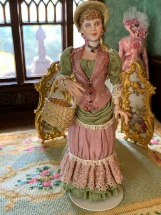Artisan Miniature Dollhouse Stunning Porcelain Gina Bellous Victorian Doll c2011 2
