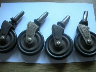 set of 4 vintage 1940`s / 1950`s thin wheel castors / casters 2