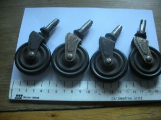 set of 4 vintage 1940`s / 1950`s thin wheel castors / casters 3