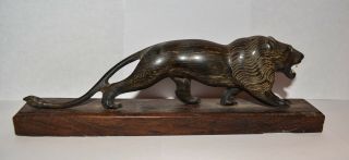 1920s Wooden Handcarved Lion Figurine From India 1226