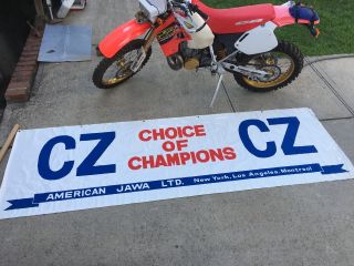 Vintage Nos Cz Banner Motocross Jawa Mx Twin Side Piper Falta 125 250 400