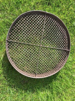 Antique Vintage Galvanised Garden Sieve Riddle Allotment Tool