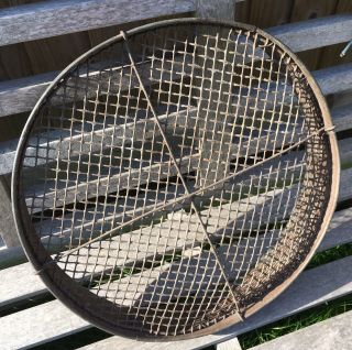 Antique Vintage Galvanised Garden Sieve Riddle Allotment Tool 2