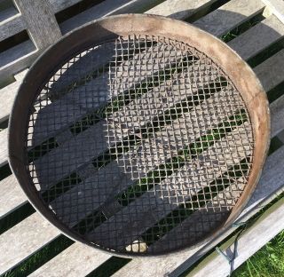 Antique Vintage Galvanised Garden Sieve Riddle Allotment Tool 3