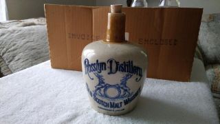 Antique Rosslyn Distillery Old Scotch Whiskey Jug Blue And Stag Half Gallon