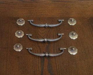 (3) Matching Vintage Brass Drop Bail Style Ornate Drawer Pulls Handles Hardware