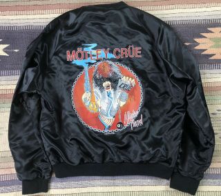 Motley Crue Vintage Satin Jacket 80s Heavy Metal Collectible Ozzy Ratt Rare Larg