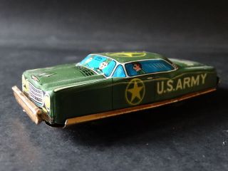 Vintage Japan Tin Litho Friction U.  S.  Army Car Green Military Soldier War Toy
