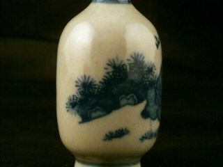 Fine 19thC Chinese Blue & White Porcelain 2Men 山清水秀 Snuff Bottle P008 3