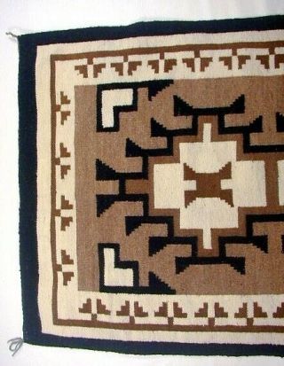 Vintage Navajo Rug Two Grey Hills Weaving 1960s Native American Indian Art 26x40 4