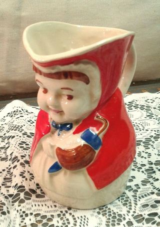 Red Riding Hood Toby Figural Mug Fillpot Batter Or Cream Pitcher Vintage
