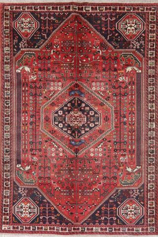 Vintage Tribal Geometric Area Rug Wool Traditional Hand - Knotted 6 X 9 Red Carpet