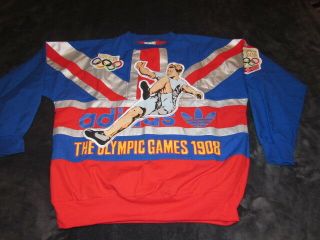 Vintage 80s Adidas 1948 London Olympics Trefoil Spellout Pullover Sweatshirt
