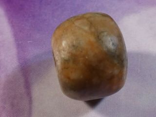 ANCIENT PRE - COLUMBIAN - MESOAMER.  MAYAN JADE BELIZE BEAD 14.  4 BY 11.  8 MM TOPS 5