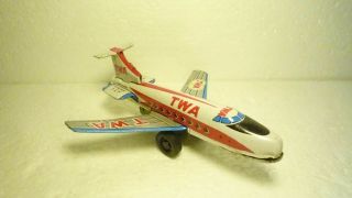 Vintage Tin Toy Plane Twa Boeing 727 Made In Japan