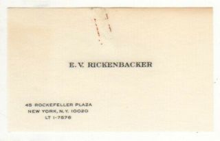 Eddie Rickenbacker Personal Business Card Wwi Hero Medal Of Honor Pilot Rare