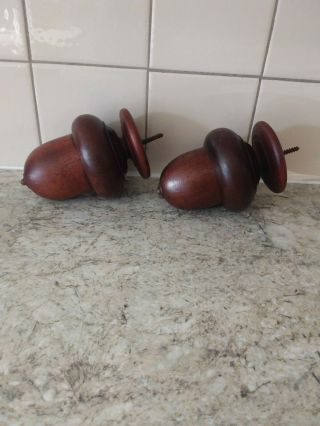 Vintage Stained Acorn Wooden Stair Newel Post Tops Finials.  16cms High.