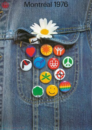Vintage Poster Montreal Olympics 1976 Jean Jacket Pins
