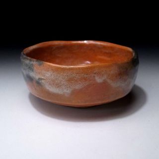 DA4: Vintage Japanese Pottery Tea Bowl,  Raku ware,  AKA RAKU 2