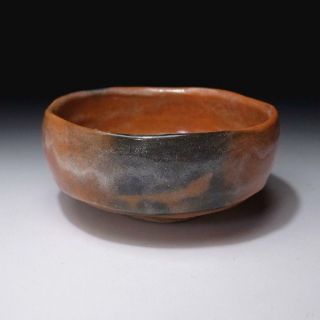 DA4: Vintage Japanese Pottery Tea Bowl,  Raku ware,  AKA RAKU 3