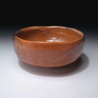 DA4: Vintage Japanese Pottery Tea Bowl,  Raku ware,  AKA RAKU 4