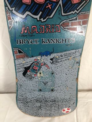 1980 ' s Bryce Kanights Madrid Signature Skateboard Deck Signed by Bryce EX 3