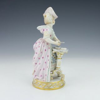 Antique Meissen Dresden Porcelain - Lady Card Player Figurine - 3