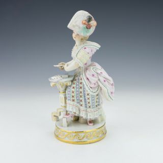 Antique Meissen Dresden Porcelain - Lady Card Player Figurine - 5